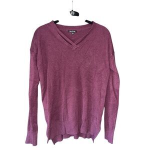 Pure Caslon Burgundy V-Neck Sweater Casual‎ Long Sleeve Knit Pullover